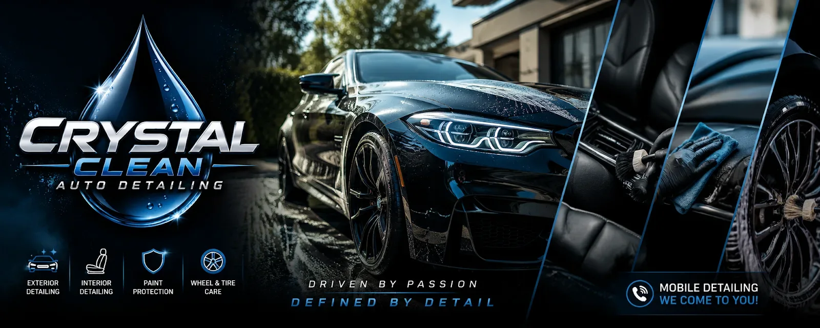 Black sedan detailed by Crystal Clean Auto Detailing in Lodi, CA